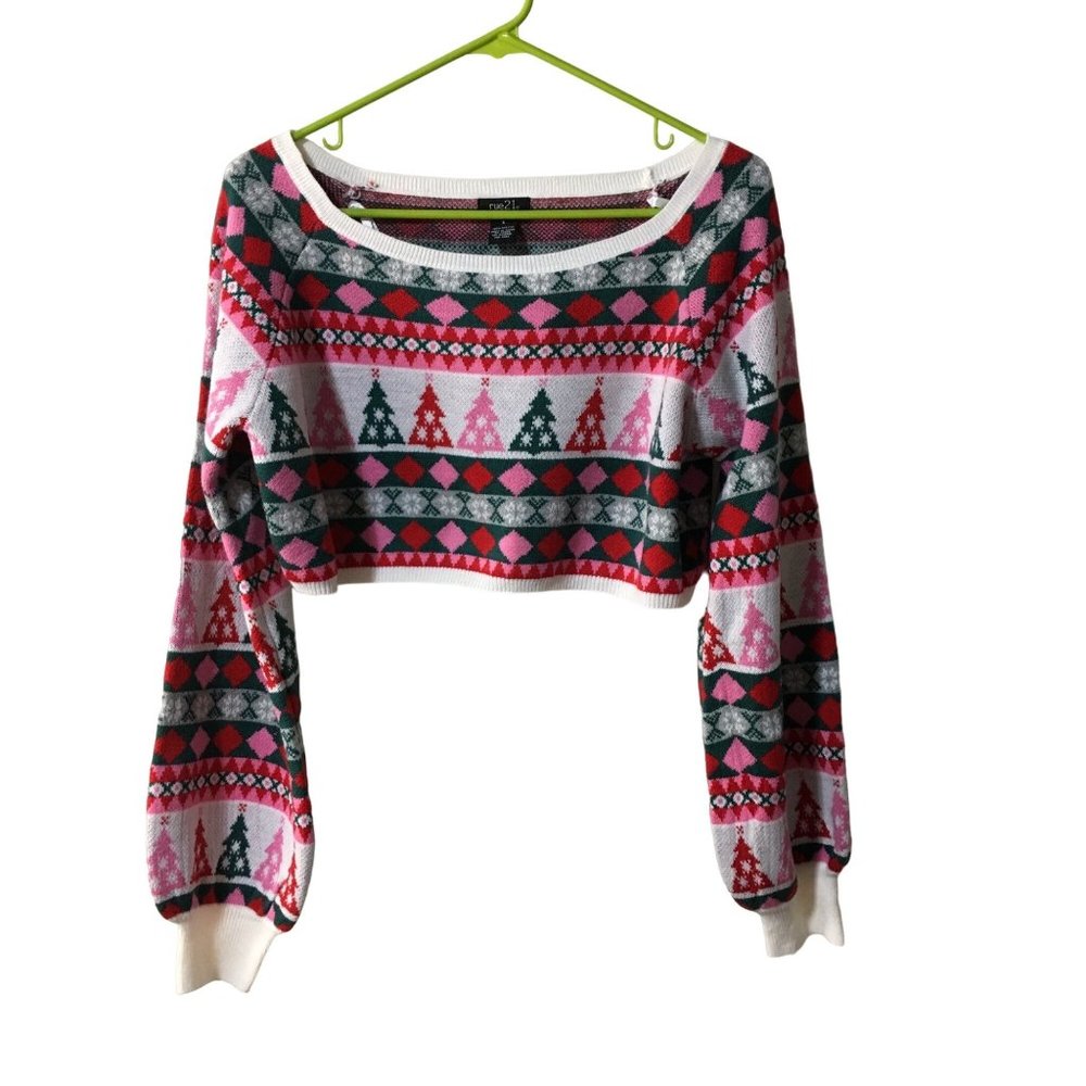 RUE 21 CHRSITMAS CROPPED SWEATER WOMENS NWT SIZE SMALL